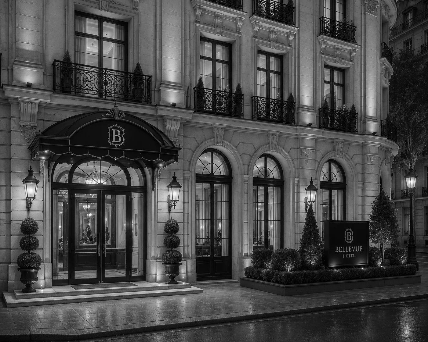Façade hôtelière parisienne